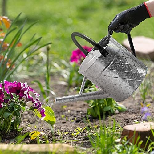 1.75 Gallon Outdoor Galvanized Metal Watering Can for Garden Plants, Vintage Zinc Watering Can with Removable Spray Spout, Ideal for Outdoor Use (Silver) - Image 3