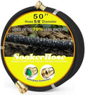 Soaker Hose 50FT 5/8" Diameter for Garden Beds Solid Brass Interface Irrigation Save 70% Water Heavy Duty Rubber Great for gardens/flower beds by HZGREEN