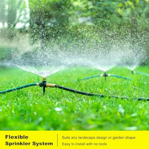 FANHAO Above Ground Irrigation Garden Sprinkler System, Metal Adjustable Garden Sprinkler Set, 360 Degree Large Area Coverage Irrigation Kit for Lawn, Patio, Flower Bed & Garden - Image 2