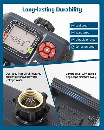 DEWENWILS Sprinkler Timer 4 Zone, with Rain Delay/Manual/AUTO Irrigation - Image 5