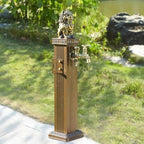 Outdoor Retro Post Faucet Freestanding Garden Hose Holder with Faucet & Spray Gun, Floor Mounted Water Tap for Irrigation Washing, Vertical Water Column Feature(Bronze Color,69cm/27.1in) by MDDKOP