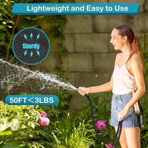 Garden Hose 25ft/50ft/100ft, Non-Expanding Garden Water Hose 7.5 15 30 Metres, Flexible Durable Kink-Free Water Hose, Garden Hose for Outdoor, Yard, Lawn, Car Wash, Marine and Camper (Black, AWS-100) - Image 5