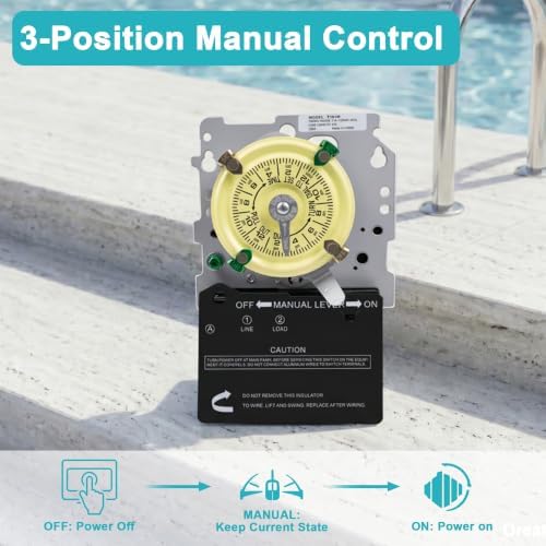 T101M Pool Timer Mechanism Only, Pool Pump Timer, 120V 40A SPST - Image 5