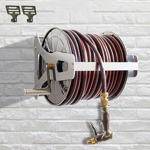 Wall Mount Garden Hose Reel with Car Wash Water Gun Nozzle, Automatic Retractable, 20m by Unknown