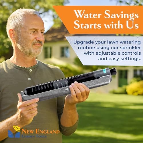 Oscillating Sprinkler 100004, Adjustable Sprinkler Spray Width & Range, 19 Precision Nozzles for Even Lawn Watering, Covers Up to 4,250 Square Feet, Durable Turbo Motor, by New England Garden Tools - Image 3