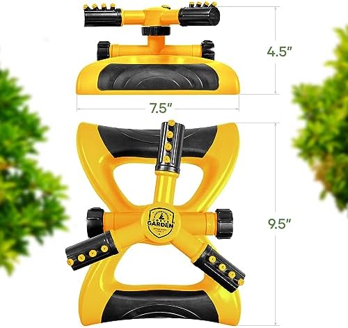 Joeys Garden Rotating Lawn Sprinkler for Yard & Kids, 360° Coverage, Yellow - Image 6