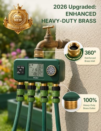 MOES 4-Zone Water Timer for Garden Lawn Hose, Brass 3/4 Inlet & Outlets - Image 2