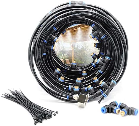 iRuiZhe 75.5FT Outdoor Misting System with 36 Brass Nozzles, DIY Cooling Mist Line for Patio, Garden, Greenhouse & Lawn by iRuiZhe