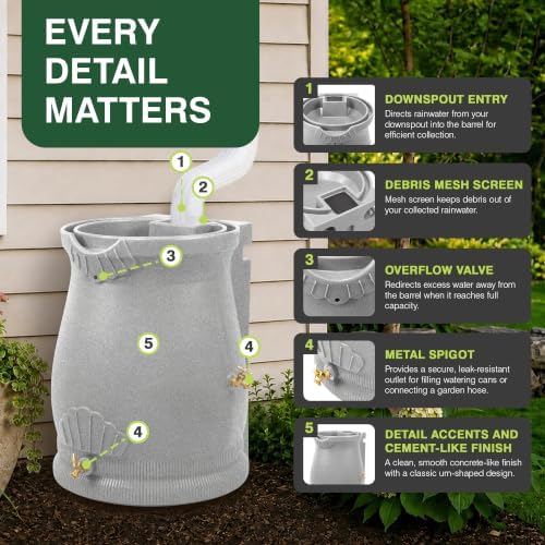Good Ideas Rain Wizard Urn Shaped Water Collection Barrel 50 Gallon, 2 Pack - Image 6