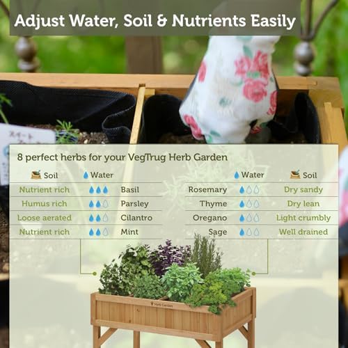 VegTrug Custom Herb Garden Planter Box, Natural Cedar Wood - Versatile Multi-Liner Raised Garden Bed with Storage Shelf for Patio, Balcony & Courtyard Gardening - Image 5