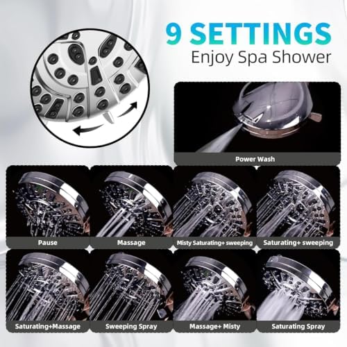 BESAQUO 9 Settings Air-Induction High Pressure Handheld shower head - Image 4