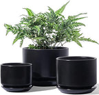 LE TAUCI Ceramic Pots for Plants, 4.3+5.3+6.8 Inch, Set of 3, Black by LETAUCI