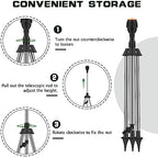 Tripod Sprinklers for Yard, 360 Degree Rotating Lawn Sprinkler, Large Area Coverage, Automatic Rotating Irrigation, Black Plastic & Stainless Steel Rotary Sprinkler - Image 2