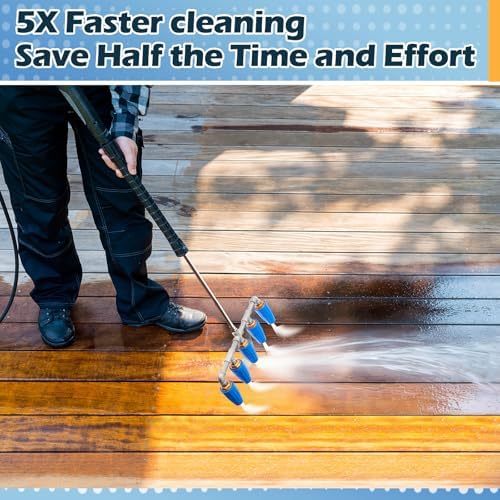 5-in-1 Turbo Nozzle Pressure Washer 4000 PSI 360° Rotating Turbo Nozzle with 1/4" Quick Connector 2.5 Orifice Quintuple Tips (Blue) - Image 6