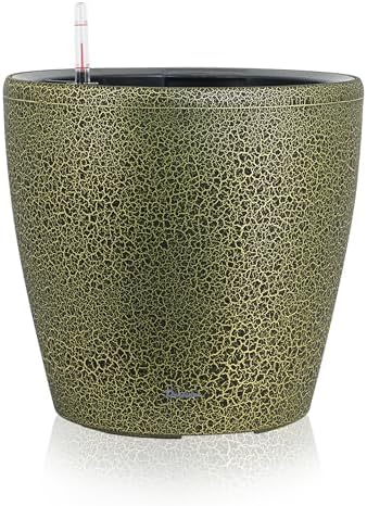 Dexceder 18x17 Self Watering Planter with Wheels (Black Gold Crackle) by Dexceder