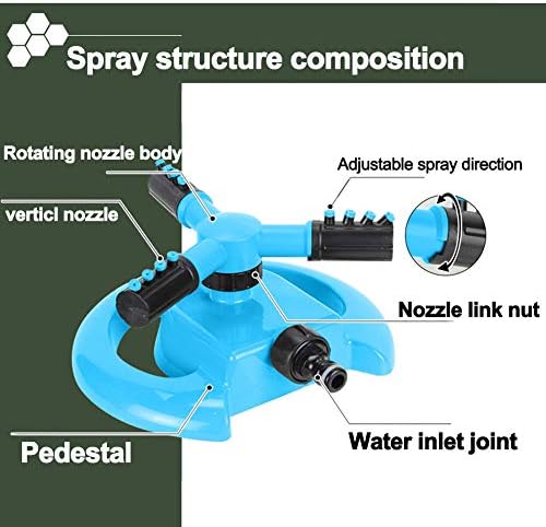 Lawn Sprinkler, Garden Sprinkler Premium Kit Outdoor Sprinklers Kids Play Automatic 360 Degree Rotating Adjustable Irrigation System, Speed & Range Control - Image 3