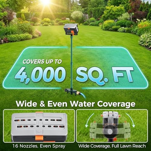 4 Way Adjustable Mini Turbo Oscillating Lawn Sprinkler(Triangular Base) - Image 3