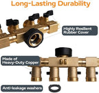Hose Splitter 4 Way, Diivoo Heavy Duty Brass Hose Connector with Rotating Arms, High Flow Spigot Splitter, Easy Grip Faucet Splitter, Solid Hose Bib Splitter for Outdoor Gardening Hoses, 3/4" Standard - Image 5