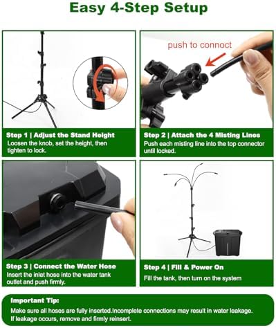 Ausic Portable Misting System with Stand, Water Cooling Misters Set for Outside Patio - 9L Bucket Built-in 10000mAh Battery & PCS Pump & Timer for Outdoor, Canopy, Sport, Golf, Beach, Greenhouse, Camp - Image 7