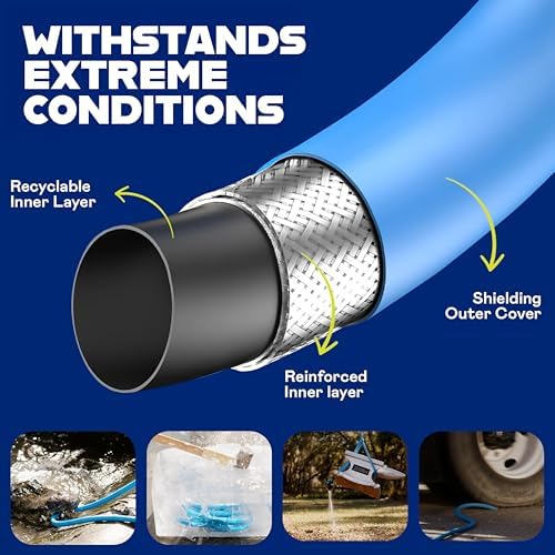 INVICTUS 100 Ft Garden Hose with Sprayer Nozzle, 2-Layer Heavy Duty Drinking RV Water Hose 100 Ft x 5/8 in. Flexible, Lightweight, NON Expandable, Kink Resistant, Easy Connect Fittings - Image 4