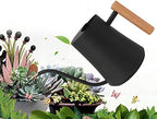 Zerodis Retro Watering Can,Long Spout Stainless Steel Watering Can Pot Plant Watering Can with Wooden Handle for Precise Watering Small Plant Garden Indoor Outdoor Use (Black) - Image 2