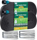Hlinker 2026 Flat Soaker Hose 100 ft (50ft 2Packs) with Stake for Garden, Linkable Drip Hose Diy Automates Garden Irrigation System Saving 88% Water, Dual-layer Leak-free Design Water Hose with Holes by Hlinker