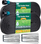 Hlinker 2026 Flat Soaker Hose 100 ft (50ft 2Packs) with Stake for Garden, Linkable Drip Hose Diy Automates Garden Irrigation System Saving 88% Water, Dual-layer Leak-free Design Water Hose with Holes by Hlinker