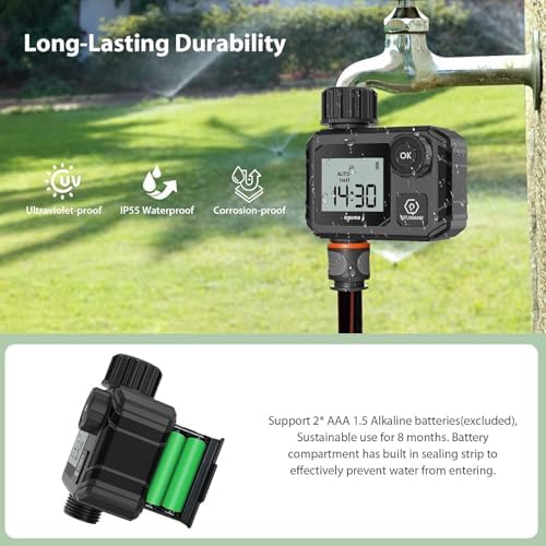Sprinkler Timer 1 Zone, NH3/4 Inch Programmable Automatic Irrigation Controller Faucet Garden Hose Water Timer for Lawn Watering, Potting Drip Irrigation, Yard, Outdoor - Image 2