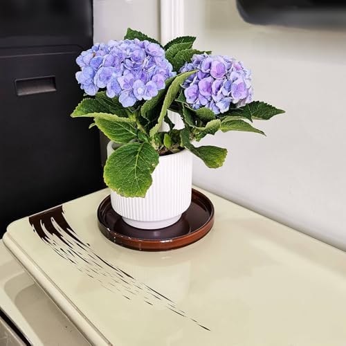 Ceramic Plant Saucer 7 Inch, 2 Pack Round Plant Trays for Indoors/Outdoors, Flower Pot Saucers for Holding Water Drips and Soil, Ceramic Drainage Tray for Plant Pot (Reactive Glaze Brown) - Image 4
