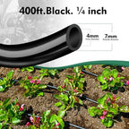 Bonviee 400FT 1/4” Drip Irrigation Tubing, 0.17” ID x 0.25” OD, Black - Image 2