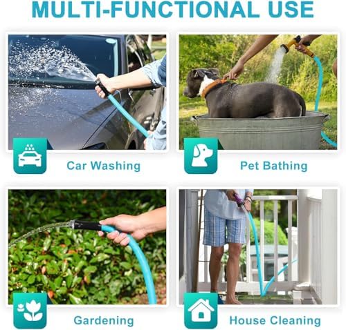 Garden-Hose 200ft x 5/8 in Heavy Duty, Lightweight and Flexible Water Hose, Burst 600 psi, Kink-less Hybrid Rubber Hose for Backyard, 3/4'' Solid Metal Fittings for All Your Watering Need - Image 7