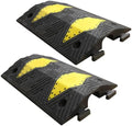 2-Pack Rubber Cable Ramp - 1-Channel Hose Protector for Driveways, Garages & Gardens - Heavy Duty 22,046 Lbs/Axle Support (20" x 13.4" x 2") by Unknown