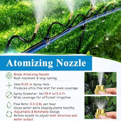 Greenhouse Irrigation System - PE Hose & Adjustable 360° Nozzles, Cooling Mist Kit for Outdoor Garden, Vegetables, and Farms - Efficient Watering Solution - Image 5