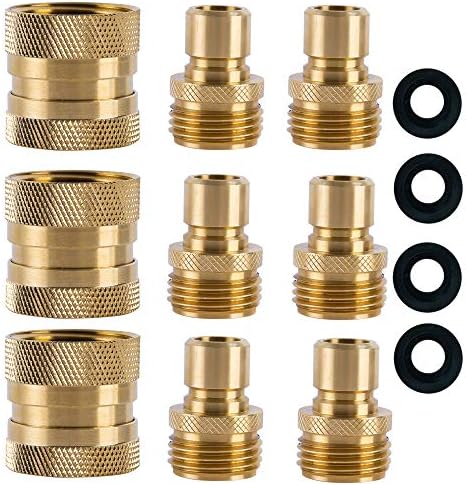 Garden Hose Quick Connect Brass Hose Quick Connectors Fitting For Garden Watering 3/4"GTH (3 Female Coupler+ 6 Male Nipples) by HQMPC