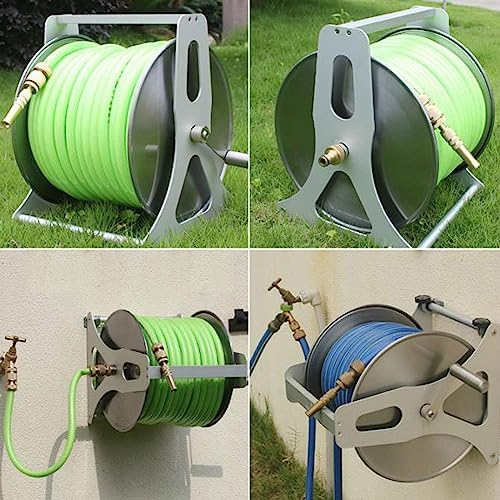 Water Pipe Storage Rack Heavy Duty Stainless Steel Hose Reel, Garden Washer Hose Reel with Mounting Bracket, Holds 40m/130Feet 1/2inch Hose, Wall Mounted or Floor Standing Hose Holder Stand - Image 5