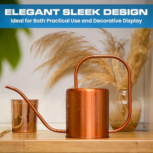 Plexon Rose Gold Metal Watering Can Indoor Plants, 54 oz Stainless Steel Long Spout Watering Can Outdoor House Plant Flower, Garden - Image 5