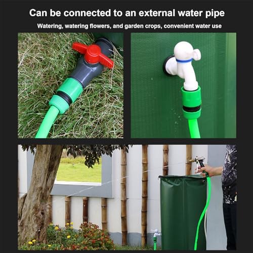 Rain Barrel, Portable Outdoor Water Storage Tank, Large Capacity Rain Water Collection Barrel with Filter Two Spigots and Overflow Kit, PVC Water Rain Catcher Barrel(Green,60x80cm) - Image 6