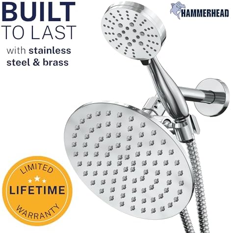 HammerHead Metal Dual Shower Head Combo With 3-Spray Handheld and Rainfall - Image 2