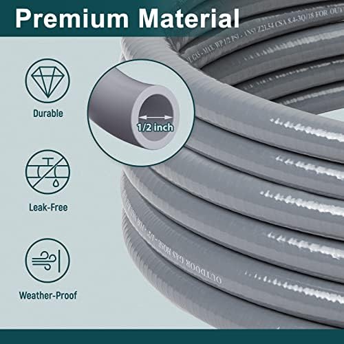 GASPRO 24 FT 1/2" ID Natural Gas Hose, Low Pressure LPG Hose with Quick Connect, for Weber, Char-broil, Pizza Oven, Patio Heater and More (NOT 3/8”) - Image 5