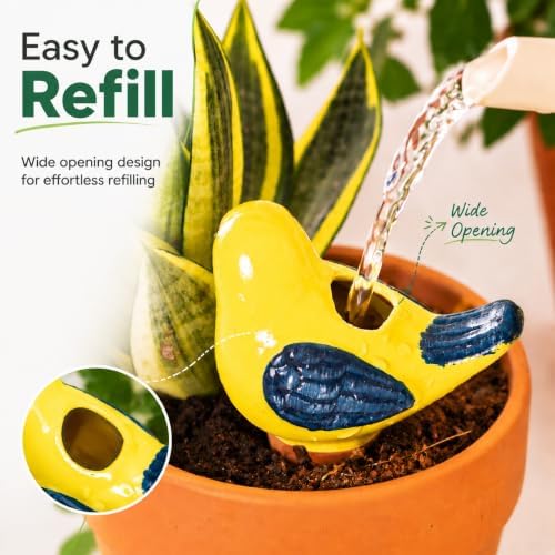 SURE YUESI 4PCS Self Watering Globes, Automatic Terracotta Watering Bulbs - Watering Spikes, Vacation Plant Watering Devices System, Plant Watering Globes for Indoor and Outdoor Plants - Birds - Image 5