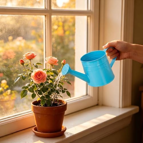 1L Retro Metal Painted Watering Can with Long Spout & Handle - Image 3