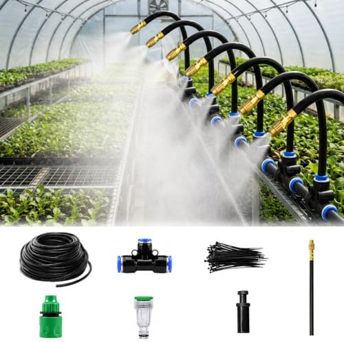 Garden Misting Nozzle Tee System - Greenhouse Humidification Atomizer Kit for Efficient Watering & Cooling, Perfect for Plants & Outdoor Spaces by Unknown