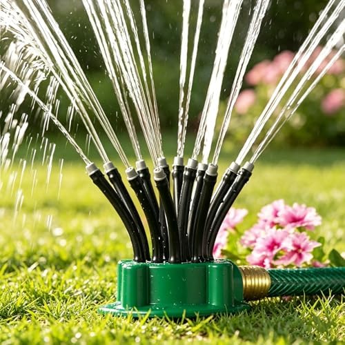 12 Nozzle Garden Sprinkler for Irregular Areas, Adjustable Multi-Head Irrigation Tool with 3-Stream Tips, Water-Saving Sprayer for Patio Set (green02) - Image 4