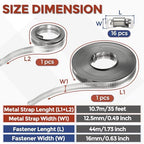 Stainless Steel DIY 35 ft Metal Strap + 16 Fasteners Band Hose Clamp - Image 2
