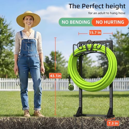 Garden Hose Holder Reel, Upgraded Metal Hose Reels Holds 150ft Hose | Heavy Duty Freestanding Water Hose Holders, Detachable Hose Storage Hanger for Outside - Flower Vine - Image 5