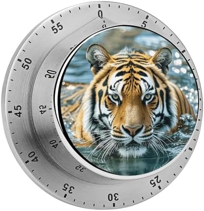 Tiger Swims in The Water Kitchen Timers for Cooking Chef Cooking Timer Clock 60-Minute Visual Timers Indoor Mechanical Accurate Countdown Timer No Batteries Required - Magnetic Backing by Unknown