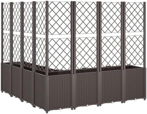 Garden Planter Box with Trellis Brown 63"x63"x55.1" Set of 7 - Image 5