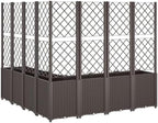 Garden Planter with Trellis 7 Modular Boxes Rattan Look Brown - Image 5