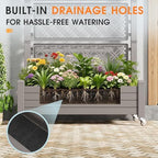 Resin Raised Garden Bed with Trellis and Wheels - Plasitc Planter Box with Trellis Outdoor with Drainage Holes & Water Monitor for Climbing Plants, Flower, Medium Gray(61.2" H) - Image 3