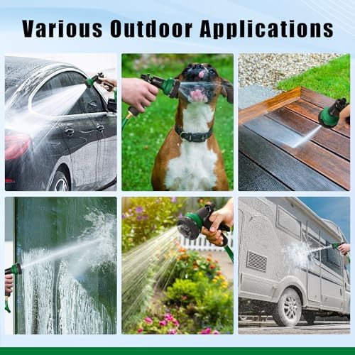 AUTOMAN Coil Garden Hose 50 ft, EVA Curly Water Hose with Brass Connectors, Recoil Garden Water Hose,Includes 7-Pattern Function Sprayer,Retractable,Corrosion Resistant Garden Coil Hose. - Image 7